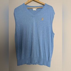 Vintage Peter Millar Mens Golf Vest – Silk Cotton Cashmere, Embroidered Leaf, XL